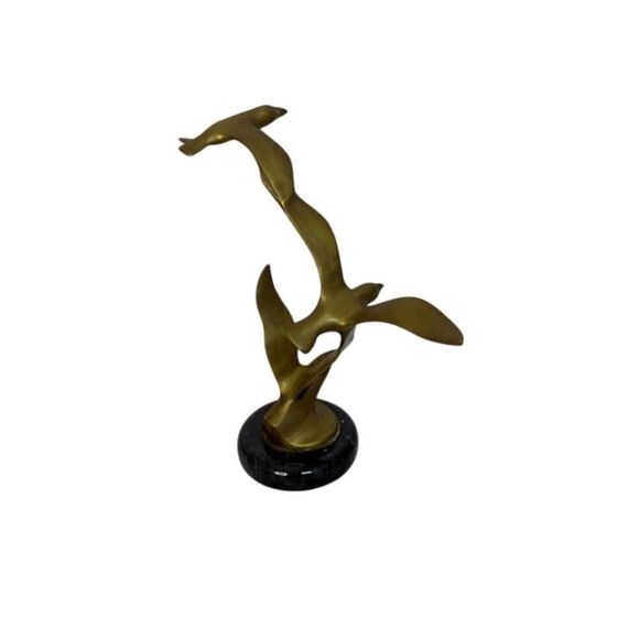 Vintage Mid Century Modern 3 Seagulls Birds in Flight Scupture Sold Brass Gatco - Picture 4 of 7